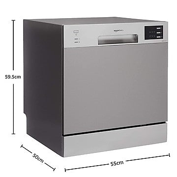 AmazonBasics ABDW2021002 2021 8 Place Setting Dishwasher (Silver) (OPEN BOX) AmazonBasics ABDW2021002 2021 8 Place Setting Dishwasher (Silver) (OPEN BOX)